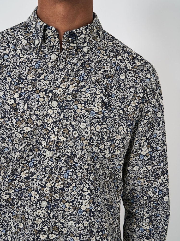 Crew Clothing Blue Meadow Print 100% Cotton Shirt - Image 4 of 5