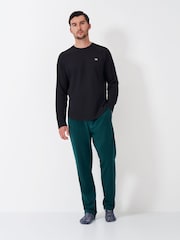 Crew Clothing Company Blue Chrome Long Sleeve Cotton Blend Waffle T-Shirt - Image 1 of 4