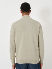 Crew Clothing Company Moss Stitch Half Zip Brown 100% Cotton Jumper - Image 2 of 6