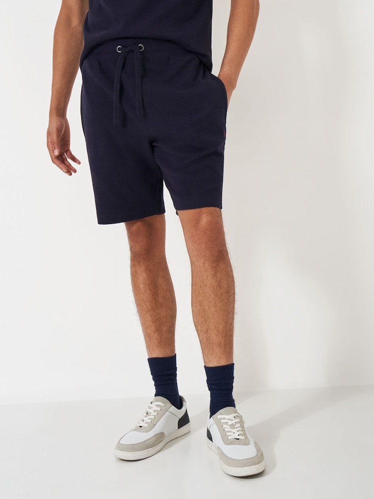 Crew Clothing Blue Cotton Blend Waffle Lounge Shorts - Image 1 of 4