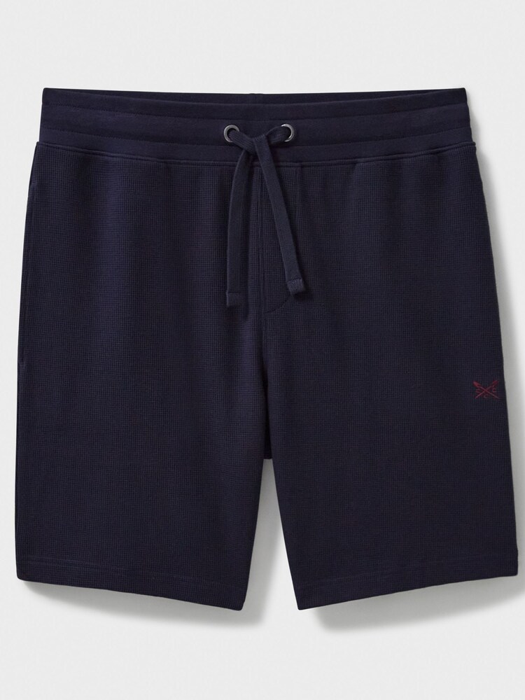 Crew Clothing Blue Cotton Blend Waffle Lounge Shorts - Image 4 of 4 Crew Clothing Blue Cotton Blend Waffle Lounge Shorts - Image 4 of 4