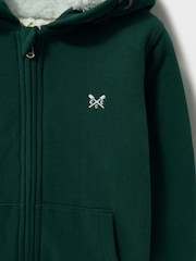 Crew Clothing Green Teddy Fleece Lined Zip 100% Cotton Hoodie - Image 2 of 3