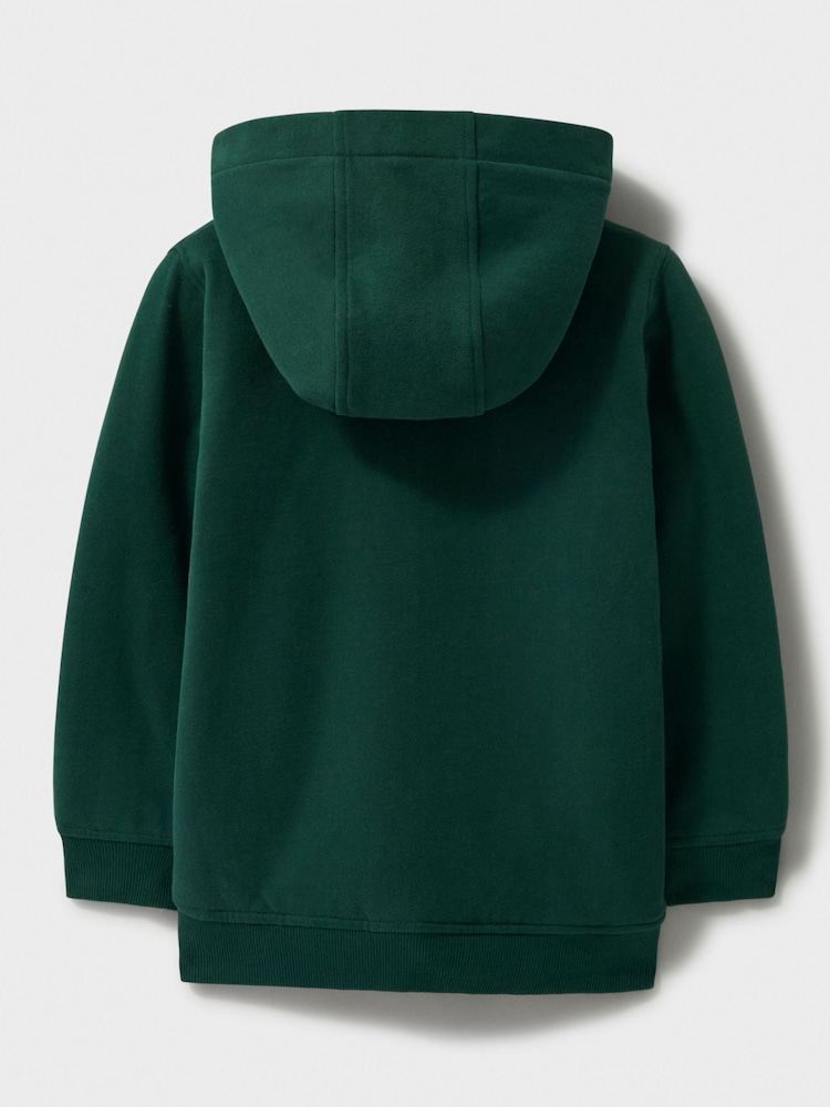 Crew Clothing Green Teddy Fleece Lined Zip 100% Cotton Hoodie - Image 3 of 3