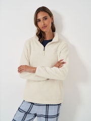 Crew Clothing Company Natural Borg Lounge Half Zip Sweatshirt - Image 1 of 4