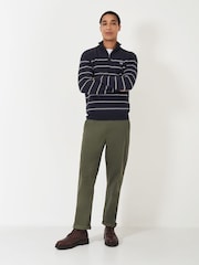 Crew Clothing Company Blue Striped Half Zip 100% Cotton Sweatshirt - Image 2 of 6