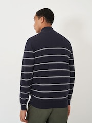 Crew Clothing Company Blue Striped Half Zip 100% Cotton Sweatshirt - Image 4 of 6