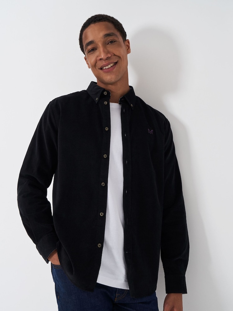 Crew Clothing Black Corduroy 100% Cotton Black Shirt - Image 1 of 4