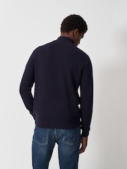 Crew Clothing Blue Pique Stitch Half Zip 100% Cotton Jumper - Image 2 of 5