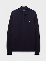 Crew Clothing Blue Pique Stitch Half Zip 100% Cotton Jumper - Image 5 of 5