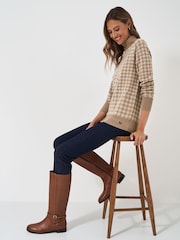 Crew Clothing Natural Houndstooth Roll Neck Jumper - Image 3 of 5