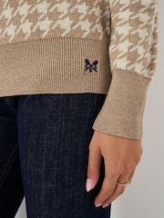 Crew Clothing Natural Houndstooth Roll Neck Jumper - Image 4 of 5