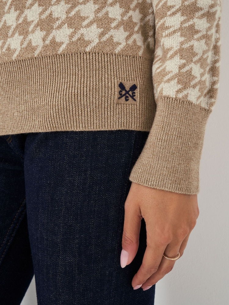 Crew Clothing Natural Houndstooth Roll Neck Jumper - Image 4 of 5