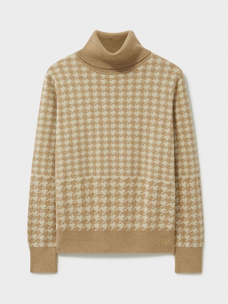 Crew Clothing Natural Houndstooth Roll Neck Jumper - Image 5 of 5