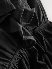 Black Plunge Neck 100% Cotton Maxi Dress - Image 8 of 8