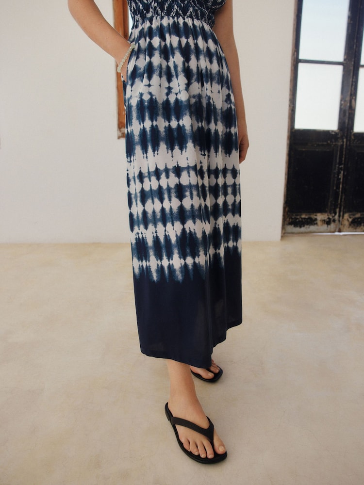 Navy Shirred Bandeau Midi Dress - Image 6 of 6