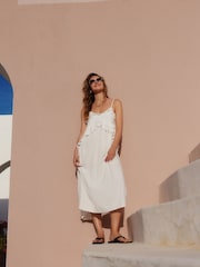 White Ruffle Midi Slip Dress - Image 3 of 8