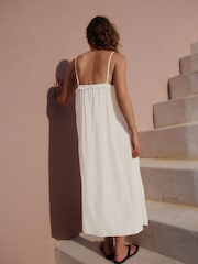 White Ruffle Midi Slip Dress - Image 4 of 8