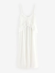 White Ruffle Midi Slip Dress - Image 6 of 8