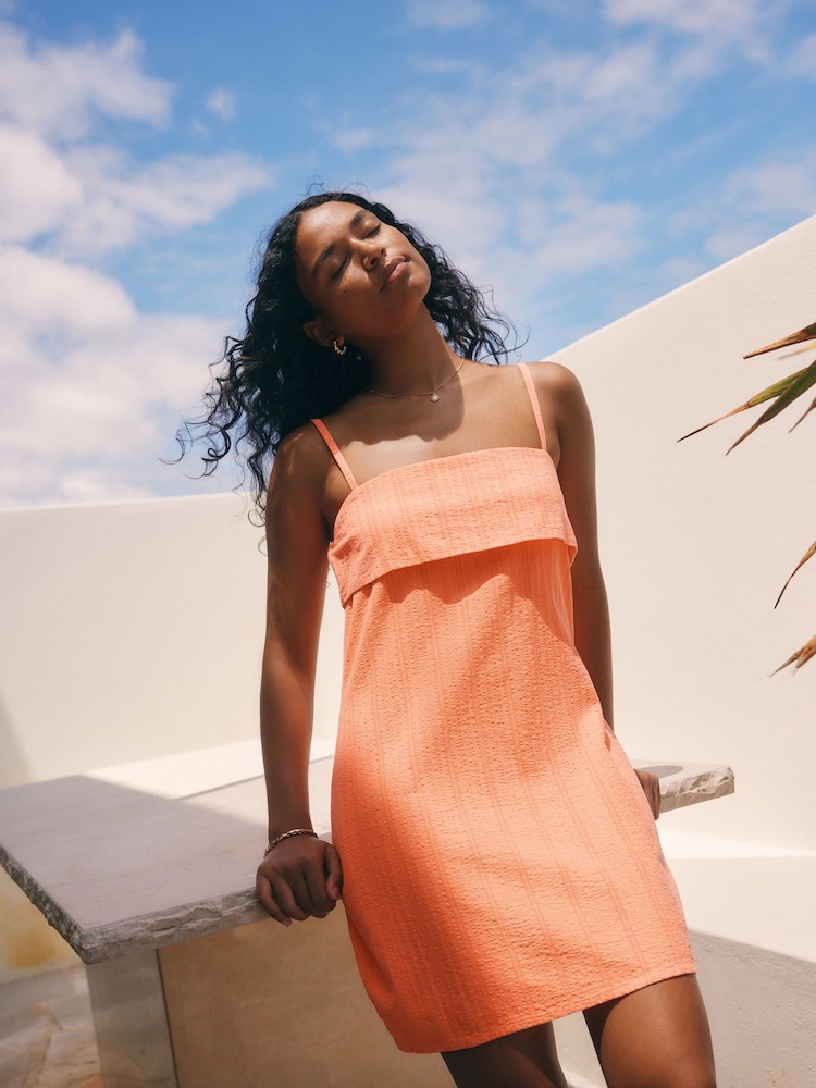 Coral Pink Bandeau Shift Dress - Image 1 of 3