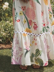 Pink/White Kew Gardens Maxi Floral Print 100% Cotton Summer Dress - Image 7 of 7