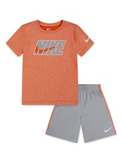 Nike Grey Little Kids Drop T-Shirt and Shorts Set - Image 1 of 6