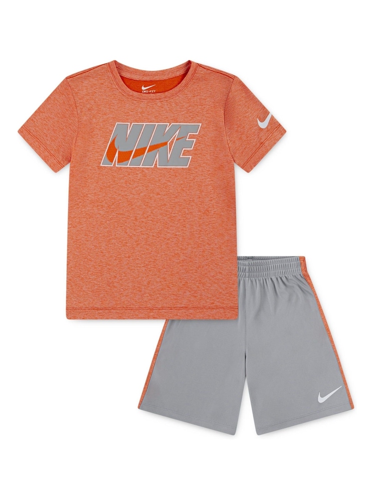 Nike Grey Little Kids Drop T-Shirt and Shorts Set - Image 1 of 6 Nike Grey Little Kids Drop T-Shirt and Shorts Set - Image 1 of 6