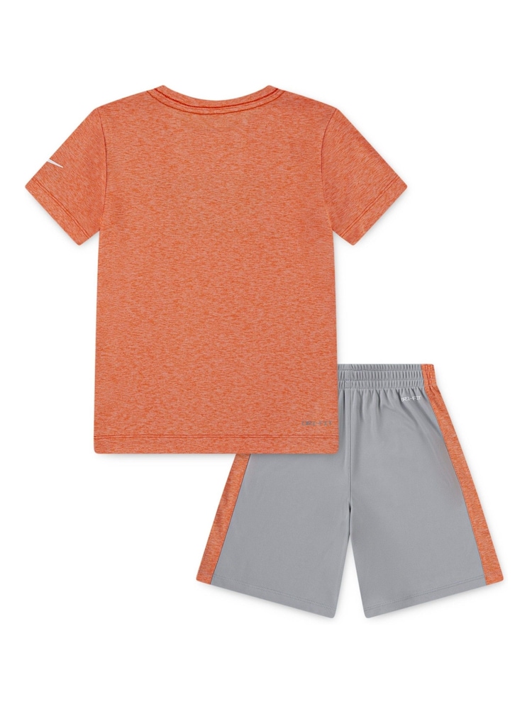 Nike Grey Little Kids Drop T-Shirt and Shorts Set - Image 2 of 6 Nike Grey Little Kids Drop T-Shirt and Shorts Set - Image 2 of 6
