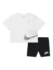 Nike Black Little Kids Wild Flower Boxy T-Shirt and Shorts Set - Image 1 of 5