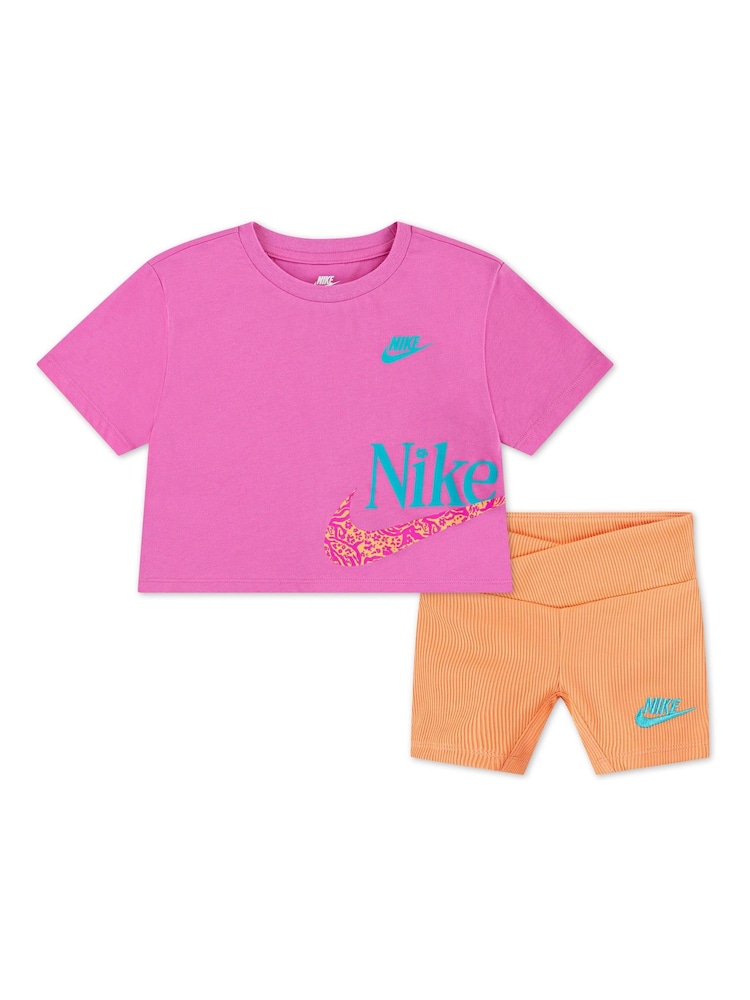 Nike Pink Little Kids Wild Flower Boxy T-Shirt and Shorts Set - Image 1 of 4