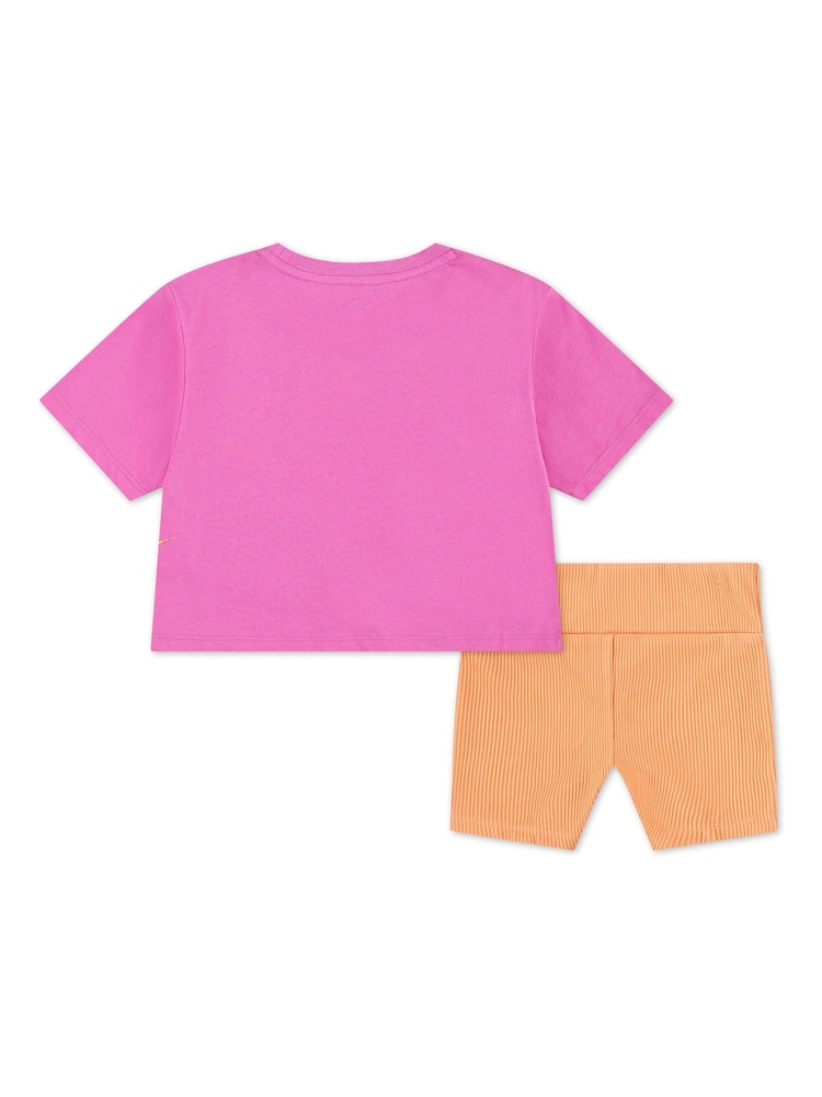 Nike Pink Little Kids Wild Flower Boxy T-Shirt and Shorts Set - Image 10 of 10