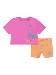 Nike Pink Little Kids Wild Flower Boxy T-Shirt and Shorts Set - Image 3 of 4