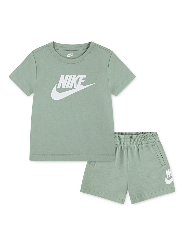 Nike Green Little Kids Club T-Shirt and Shorts Set - Image 1 of 4
