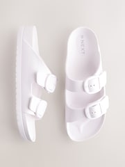 White EVA Beach Double Strap Flat Sliders - Image 1 of 8