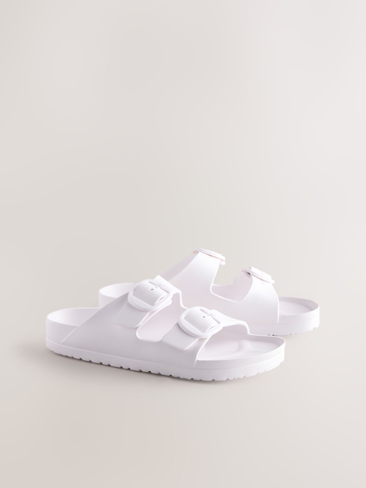 White EVA Beach Double Strap Flat Sliders - Image 5 of 8