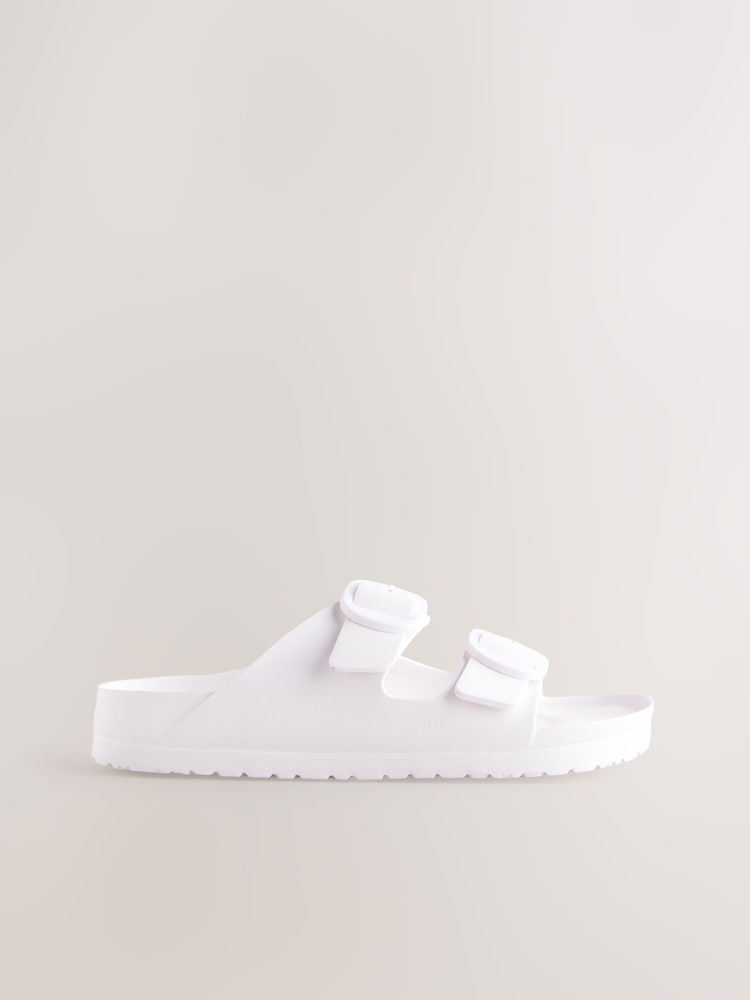 White EVA Beach Double Strap Flat Sliders - Image 6 of 8