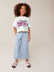 White Cropped Halloween Graphic 100% Cotton T-Shirt (3-16yrs) - Image 1 of 4