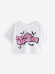White Cropped Halloween Graphic 100% Cotton T-Shirt (3-16yrs) - Image 2 of 4