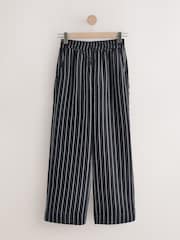 Black/White N. Premium 100% Linen Wide Leg Pull-on Trousers - Image 5 of 7