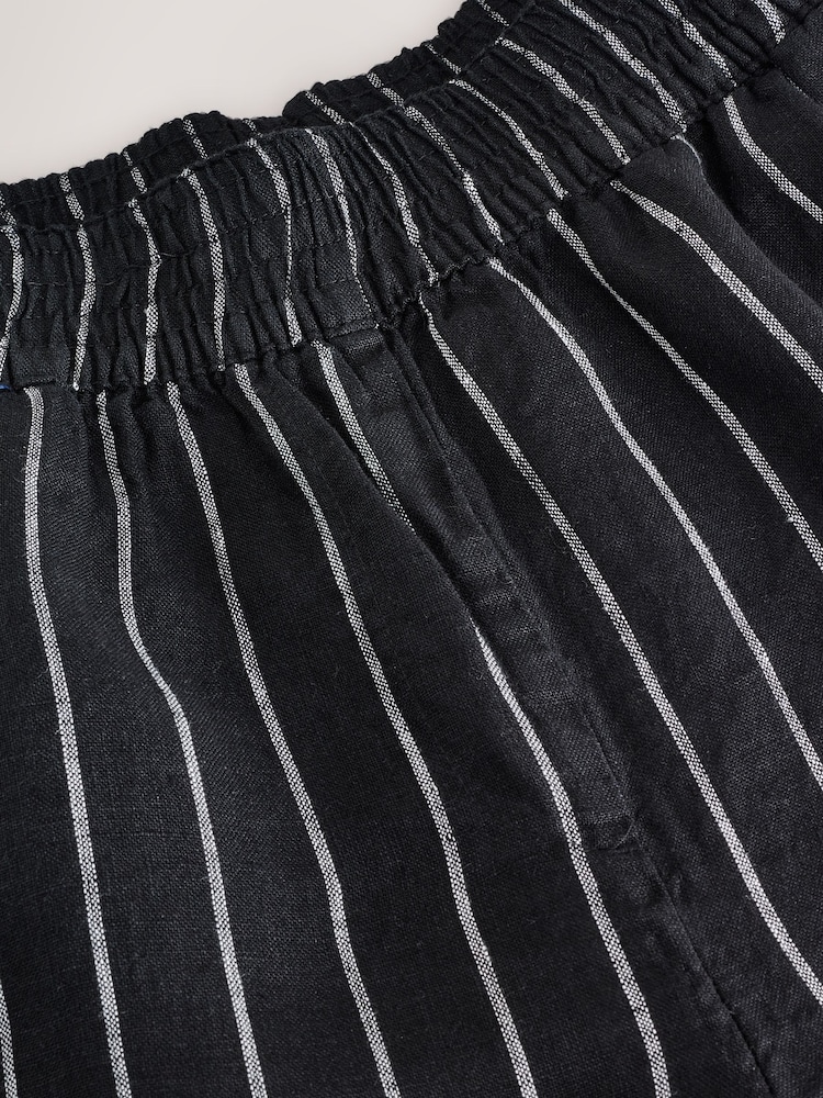 Black/White N. Premium 100% Linen Wide Leg Pull-on Trousers - Image 7 of 7 Black/White N. Premium 100% Linen Wide Leg Pull-on Trousers - Image 7 of 7
