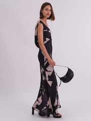 Religion Black Dawn Maxi Column Dress With Draped Back Detail In Hand-Painted Print - Image 1 of 6
