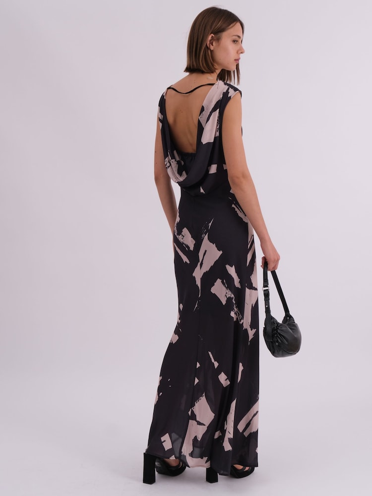 Buy Religion Black Dawn Maxi Column Dress With Draped Back Detail In Hand-Painted Print from Next USA Buy Religion Black Dawn Maxi Column Dress With Draped Back Detail In Hand-Painted Print from Next USA