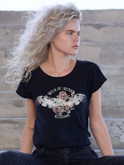 Religion Black 100% Cotton Short Sleeve Final T-Shirt With Wild At Heart Graphic And Hand-Beading - Image 1 of 6