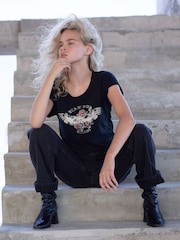 Religion Black 100% Cotton Short Sleeve Final T-Shirt With Wild At Heart Graphic And Hand-Beading - Image 2 of 6