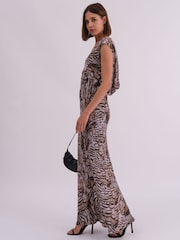 Religion Natural Dawn Maxi Column Dress With Draped Back Detail In Hand-Painted Print - Image 2 of 6