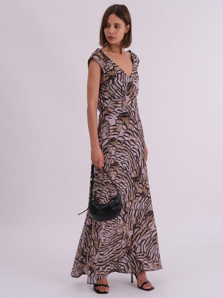 Religion Natural Dawn Maxi Column Dress With Draped Back Detail In Hand-Painted Print - Image 6 of 6 Religion Natural Dawn Maxi Column Dress With Draped Back Detail In Hand-Painted Print - Image 6 of 6