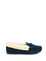 JD Williams Green Classic Moccasin Wide Fit Slippers - Image 1 of 3