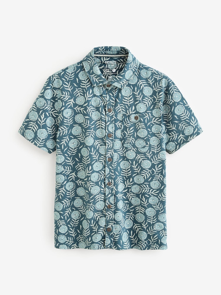 Truro Green Floral Short Sleeve Jersey Shirt - Image 1 of 1