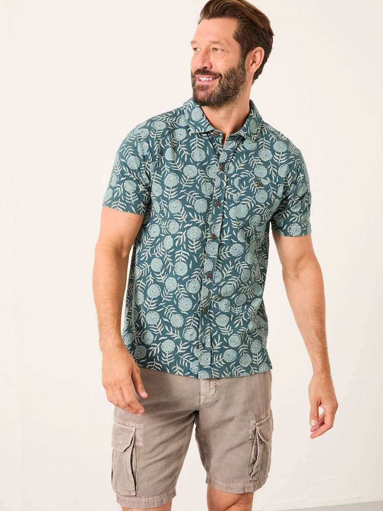 Truro Green Floral Short Sleeve Jersey Shirt - Image 1 of 5 Truro Green Floral Short Sleeve Jersey Shirt - Image 1 of 5