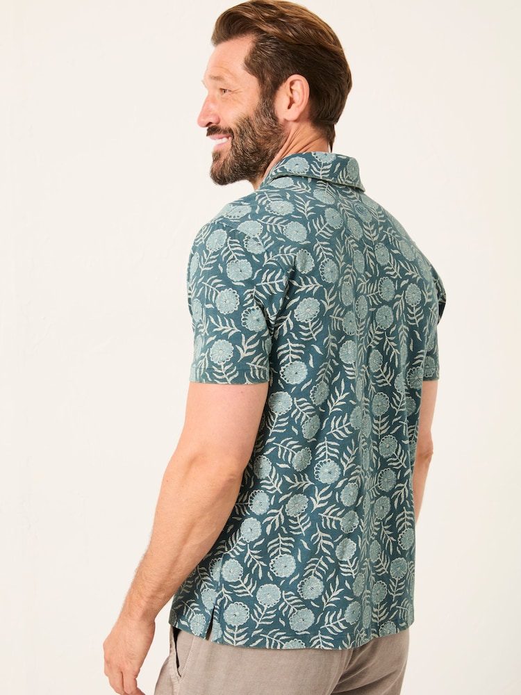 Truro Green Floral Short Sleeve Jersey Shirt - Image 2 of 5