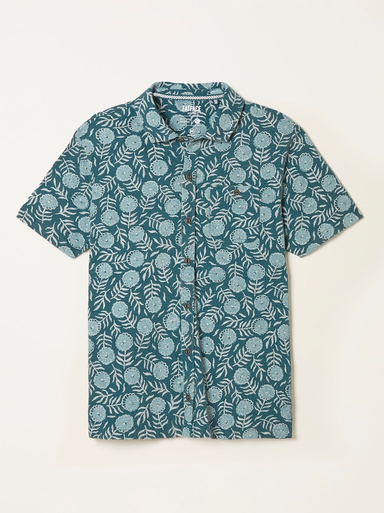 Truro Green Floral Short Sleeve Jersey Shirt - Image 5 of 5